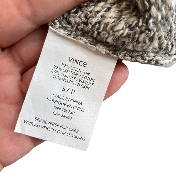 Vince Women's Size S Boxy Chunky Knit Sweater Gray Marl Linen Blend Contemporary - Picture 5 of 10
